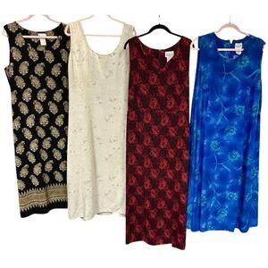 4 Womens Maxi Dresses Plus Size 22W Sleeveless Florals Summer Wear READ